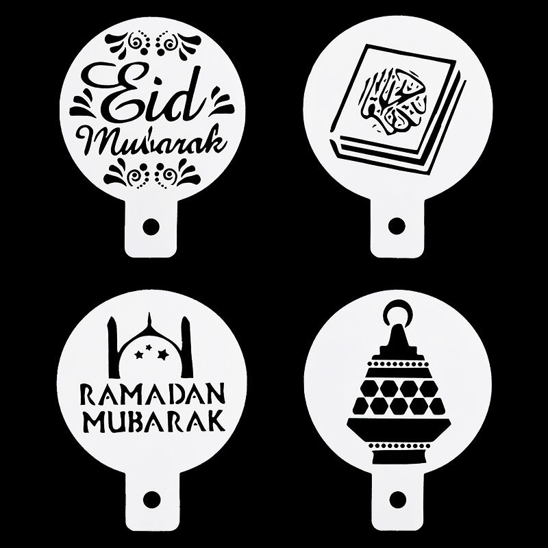 Pochoirs en forme de fleur de café pour le Ramadan Eid Mubarak, modèle de Fondant pour bricolage, accessoires de décoration de gâteaux, 8 pièces