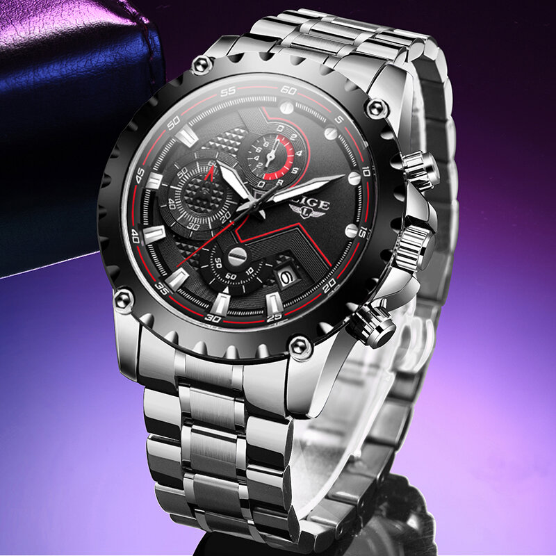LIGE 새로운 패션 쿼츠 시계 남성 브랜드 럭셔리 스포츠 남성 시계 군사 방수 크로노 그래프 시계 Relogio Masculino