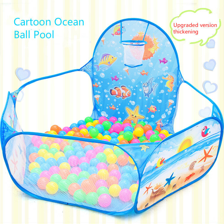 Balle de piscine pliable et clôture de mise en page dessin animé pour bébé, vague pliant et intérieur en forme océan, jeu de maison et tente de couleur pour enfant,