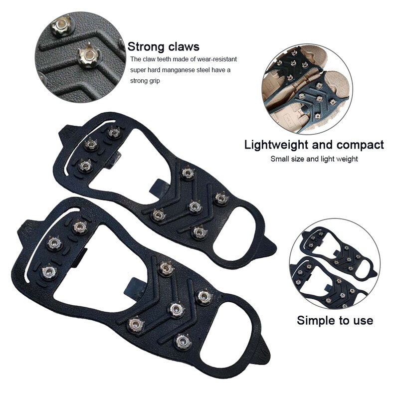 8-Tooth Outdoor Anti-Drop Shoe Cover Snow Ice Surface Non-Slip Simple Crampons for Hiking on Ice Snow Ground Mountain