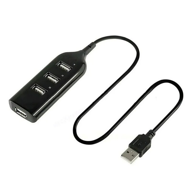 Mini adaptador divisor de concentrador de USB 2,0 de alta velocidad de 4 puertos, tamaño compacto, 480 Mbps, para PC y portátil, con Cable USB