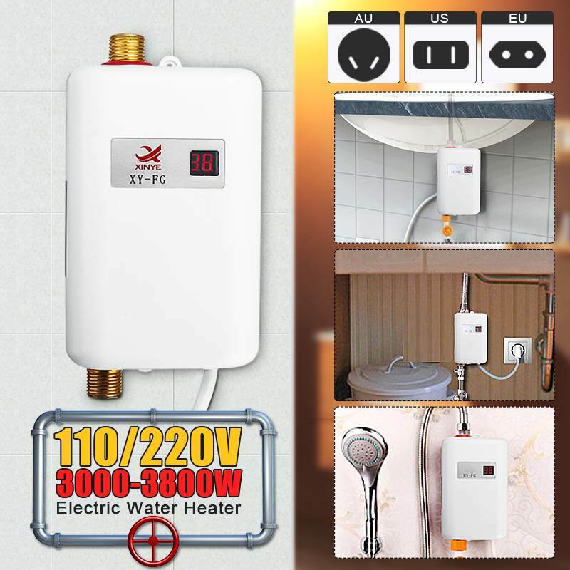 3800 Вт водонагреватель Ванная комната Кухня мгновенный Электрический нагреватель горячей воды Температура Дисплей