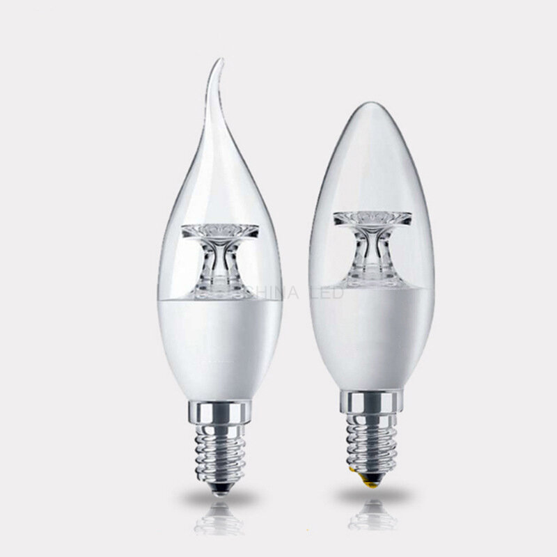 Lampu LED E27 E14 Super Terang 5W 110V 220V Lampu Lilin LED Lampu Gantung Lampu LED Kristal Bening untuk Dekorasi Rumah