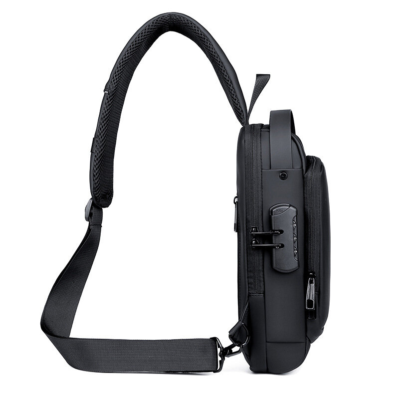 Bandolera de viaje impermeable para hombre, bolso de pecho deportivo antirrobo, bolso cruzado con carga USB, nuevo