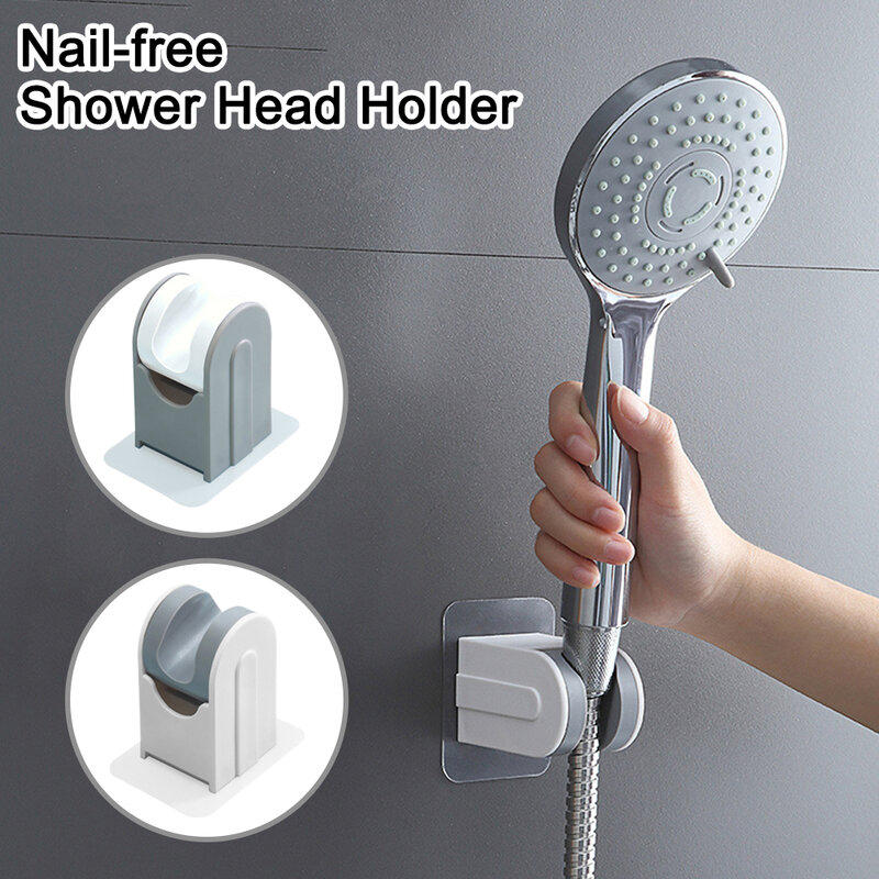 Hand Shower Head Holder Punch Free Wall Mounted Adjustable Hand Shower Head Bracket Self Adhesive Bathroom Accessories