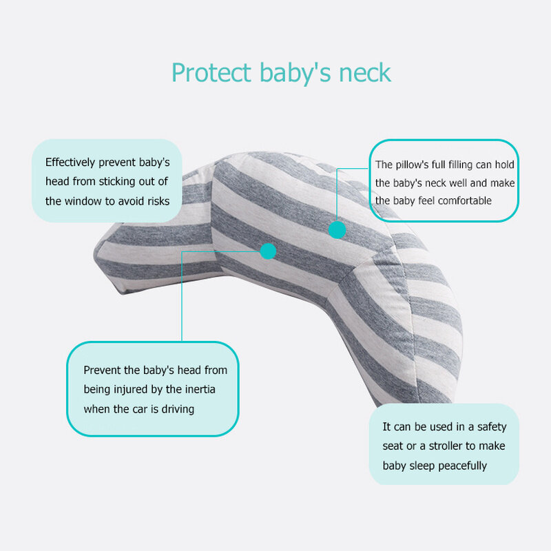 Bebê cinta segura cintos de segurança do carro travesseiro lua listrado carrinho macio encosto de cabeça crianças cinto de segurança cabeça ombro pescoço proteger travesseiro