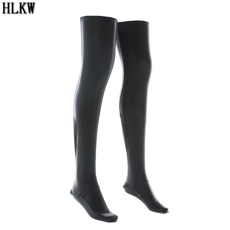 Gants de jambe en Latex pour femmes, Sexy, noir, longues jambes, tenues en caoutchouc, mode fétiche, accessoire de Costume de fête, jeu de rôle