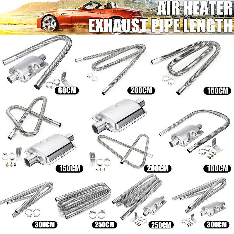 60-300cm Air Diesel Parking Heater Stainless Steel Exhaust Pipe Tube Gas Vent Fuel Tank Car Heaters Accessories