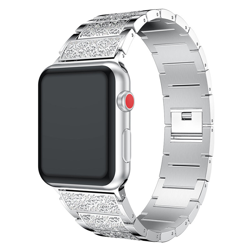Pulseira de diamante de luxo para apple relógio banda 44mm 40mm 42mm 38mm iwatch pulseira 5 4 3 aço inoxidável banda apple relógio acessórios