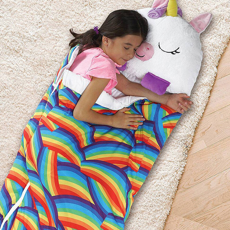 Śpiwory dziecięce śpiwory dziecięce pluszowa lalka poduszka Cartoon Anti-kick kołdra śpiwór na prezent urodzinowy sacs de couchage