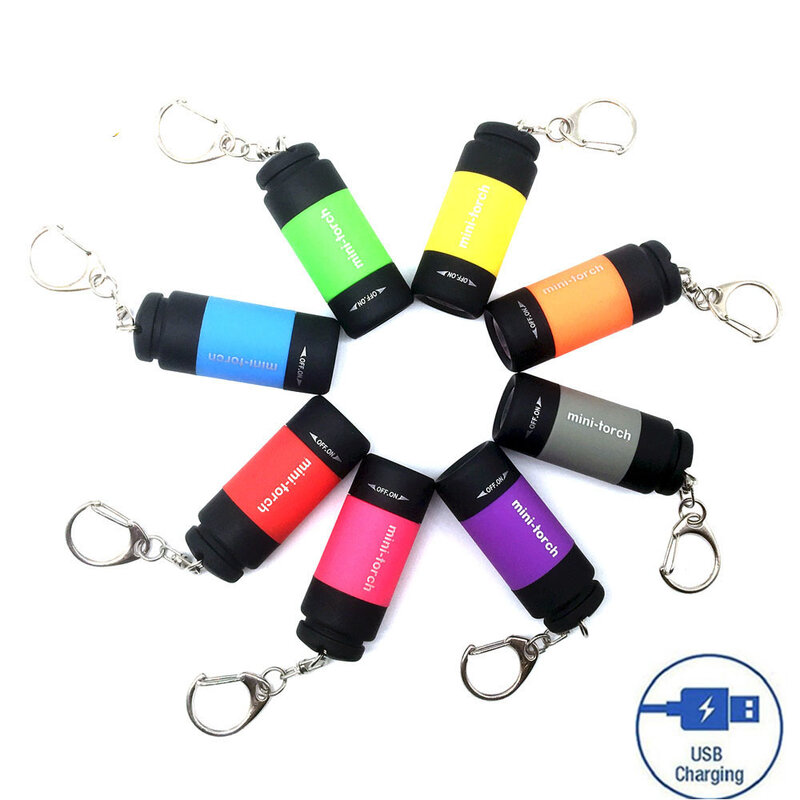 XIWANGFIRE – Mini torche Portable lumière Led, Rechargeable par USB, 5W, lampe de poche Led porte-clés, imperméable, idéal pour le Camping