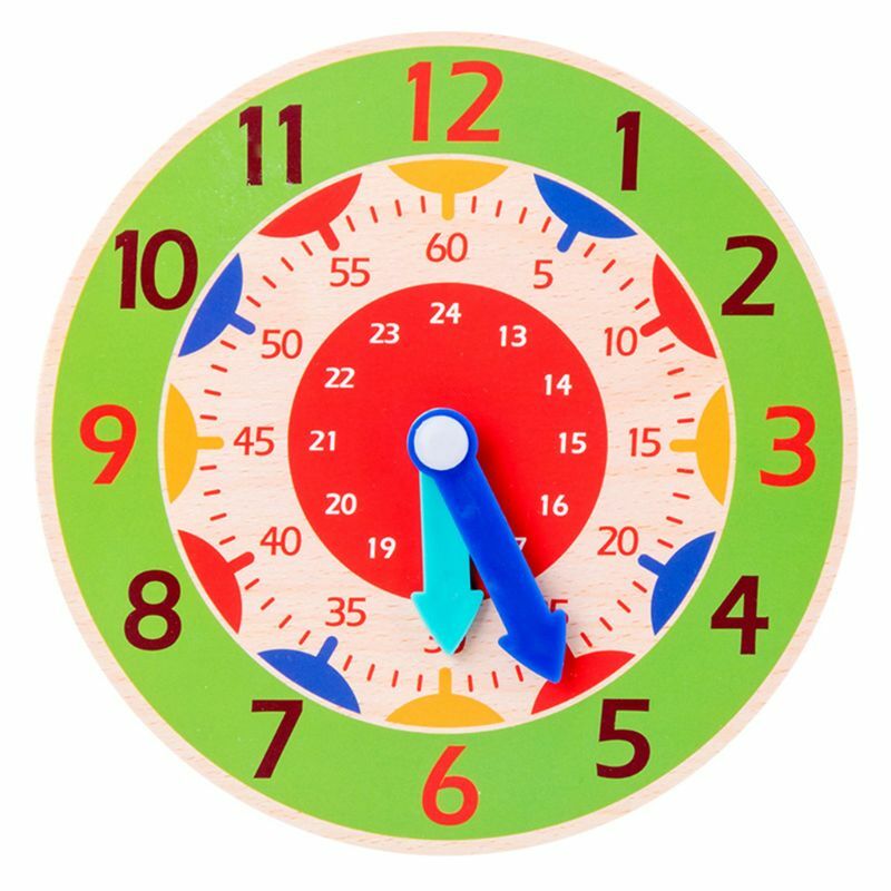 Relógio de madeira para crianças, relógio colorido de madeira brinquedo, hora minuto segundo da memória, brinquedos para crianças, ajudas de ensino pré-escolar