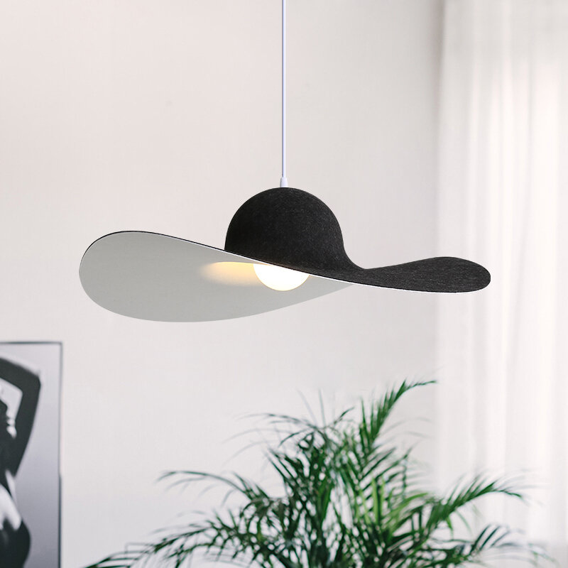 Lámpara de sombrero de tela decorativa, candelabro de habitación, sala de estar, dormitorio, estudio, nórdico, moderno y creativo, E27 chande