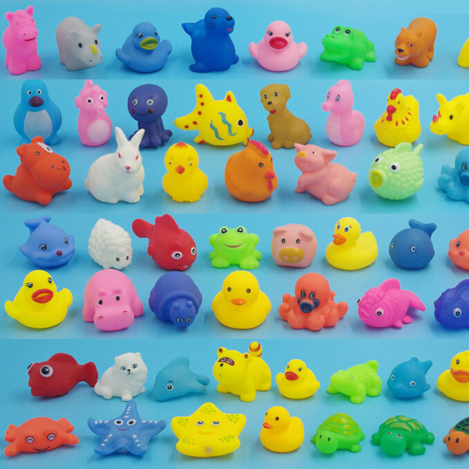 13Pcs/set Baby Cute Animals Bath Toy Swimming Water Toys Soft Rubber Float Squeeze Sound Kids Wash Play Bath Toys