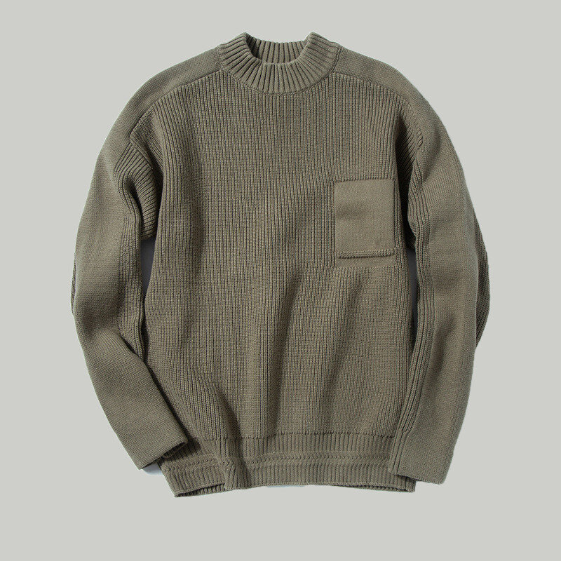 Осенне-зимний мужской вязаный свитер, пуловер, повседневный джемпер, теплый однотонный вязаный Топ, размера плюс свитера