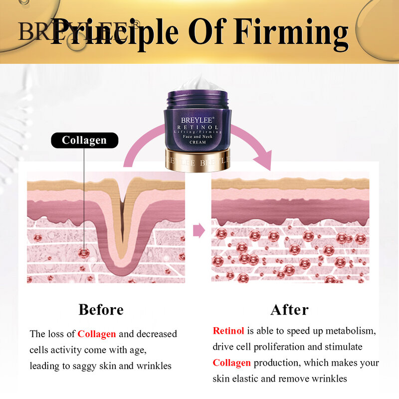 BREYLEE Anti-Wrinkles Cream Firming Lifting Face Neck Anti-Aging Remove Fine Lines Night Day Moisturizing Whitening Skin Care