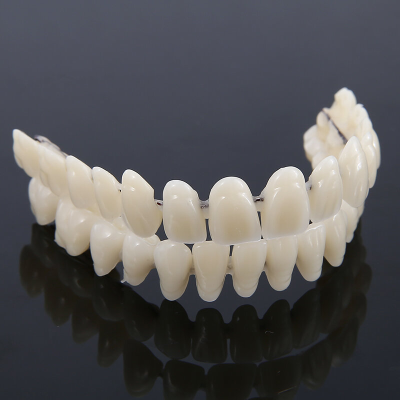 Tampa de dentes falsos antibranqueamento, conjunto completo de dentes falsos de resina sintética para proteção e cuidado com a dentadura