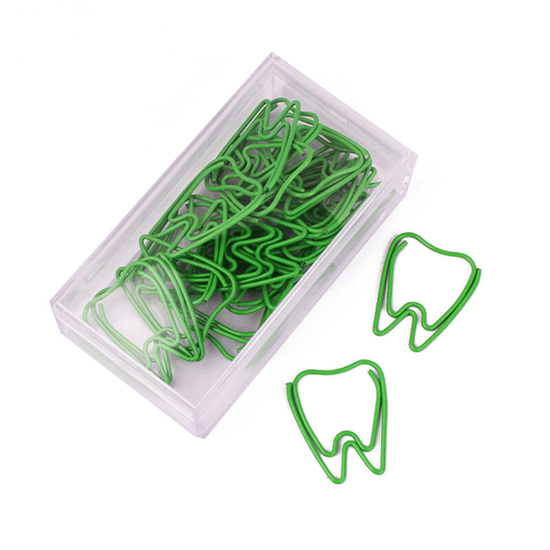 20 pçs bonito verde dente forma clipes de papel escolar bookmarks foto memo ticket clip criativo papelaria escola escritório supplie clipe