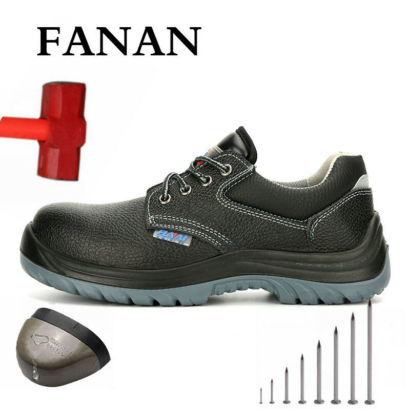 FANAN-zapatos de seguridad para hombre, botas con punta de acero para invierno, de cuero genuino, diseño militar de camuflaje, envío gratis