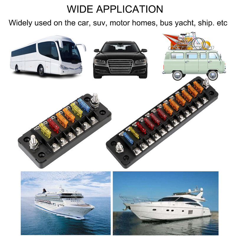 Tampa de plástico 6 maneiras 12 maneiras 32v 75a caixa de fusíveis titular com indicador de led lâmina bloco de fusíveis luz para auto barco do carro marinho