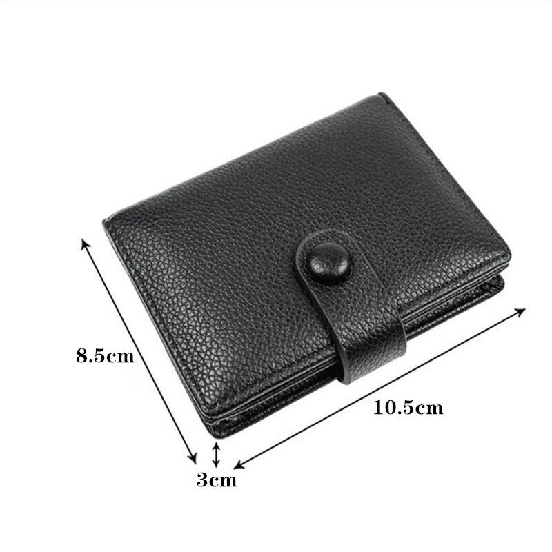 Purdovermelho carteira masculina super fina, 1 peça preta, couro pu, mini capa para cartão de crédito, fina, pequena, porta-cartões masculina, carteira