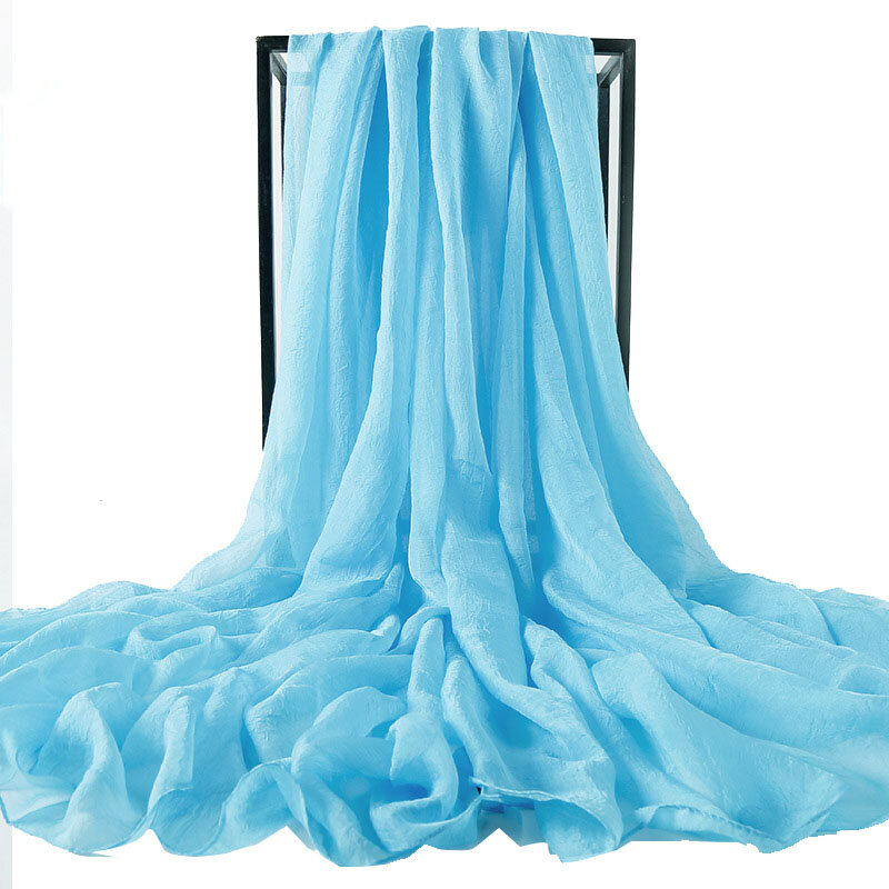 AMYO-bufanda de seda de gasa para mujer, chal largo y fino, suave, de 70cm a 300cm, Pashmina de playa