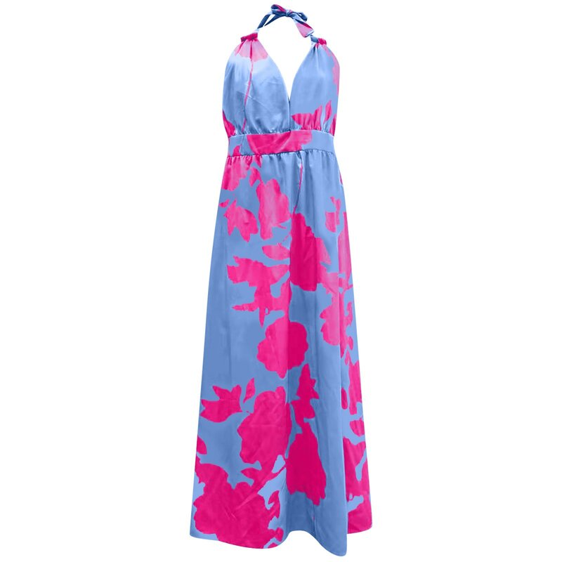 Ubrania ciążowe sukienki lato artystyczny nadruk dekolt w szpic bez rękawów sukienka ciążowa letnia modna odzież ciążowa