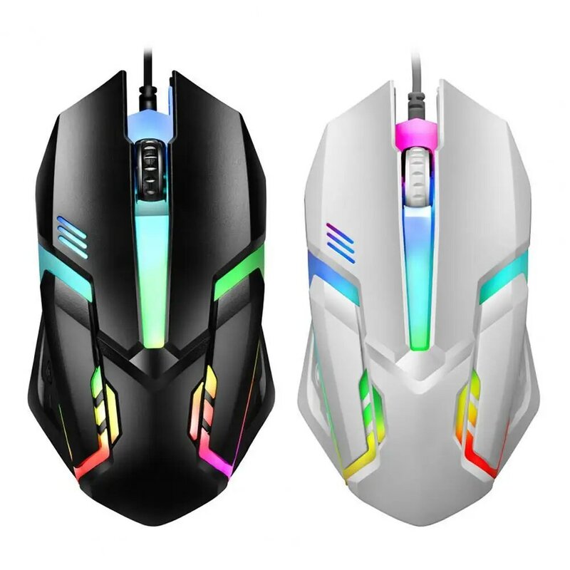 USB Mouse Rainbow Backlight Wired Plug Play Gaming Optical Computer Mouse for PC