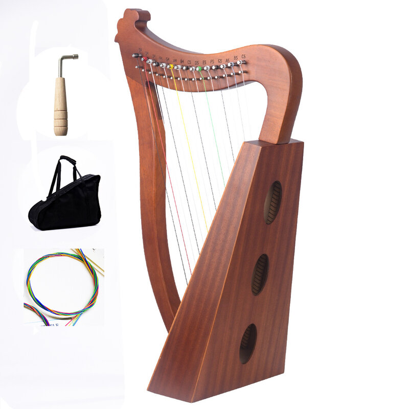 Harp profissional artesanal de 15 cordas, instrumento caroline, feita à mão