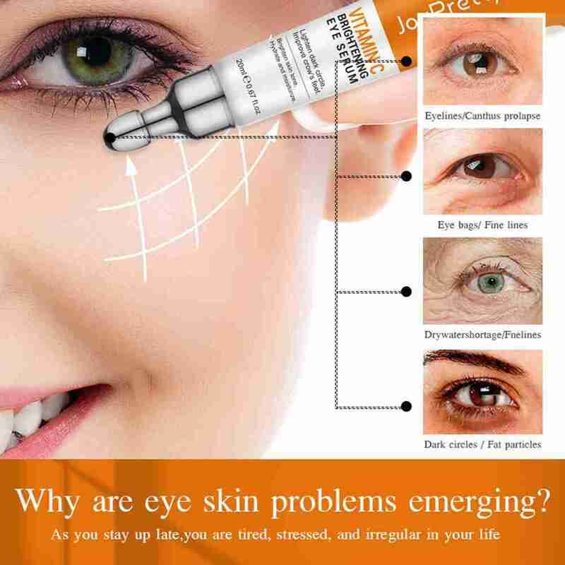 Suero de ojos con vitamina C para el cuidado de la piel, suero que aclara las ojeras, ácido hialurónico, elimina las líneas finas, antiinflamaciones