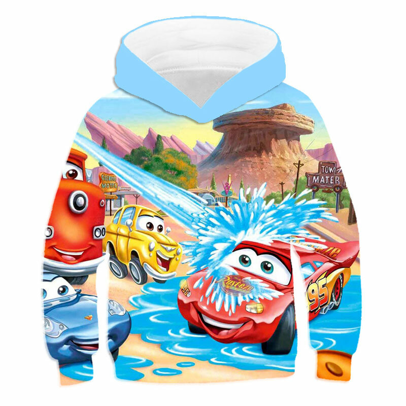 Sudadera con capucha para bebé, ropa de primavera y otoño para niño, jersey de manga larga con dibujos animados en 3d de coche, 2021