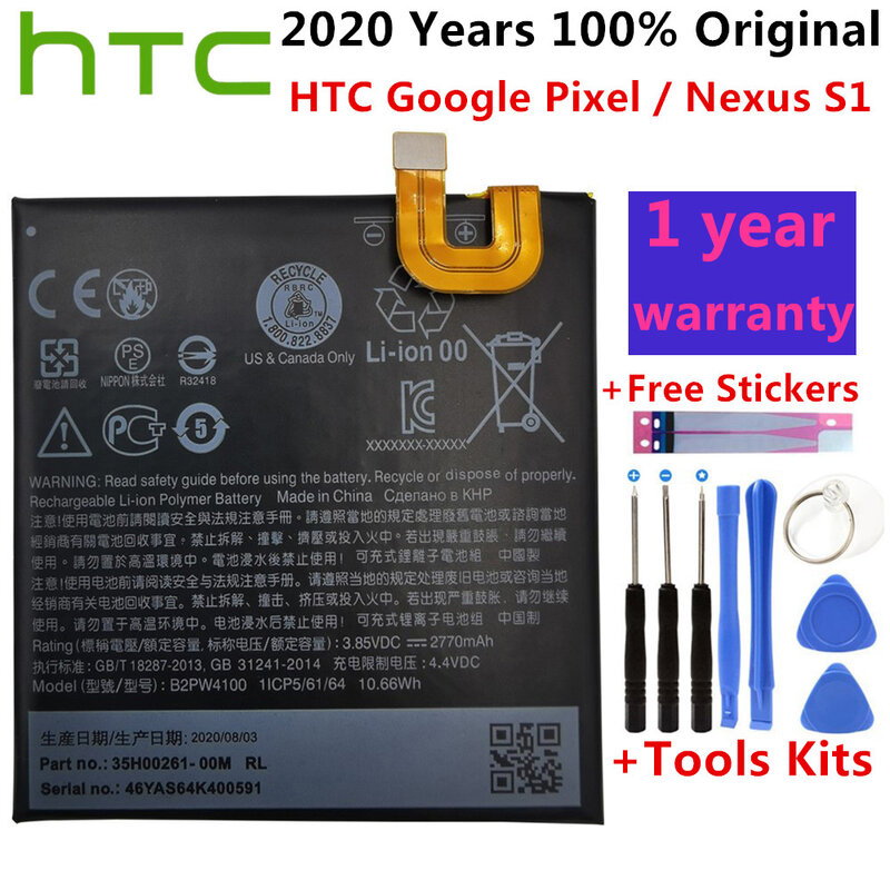 Ban Đầu 2770MAh B2PW4100 Thay Thế Pin Cho HTC Google Pixel / Nexus S1 Li-ion Polymer Pin Batteria + Tặng Dụng Cụ