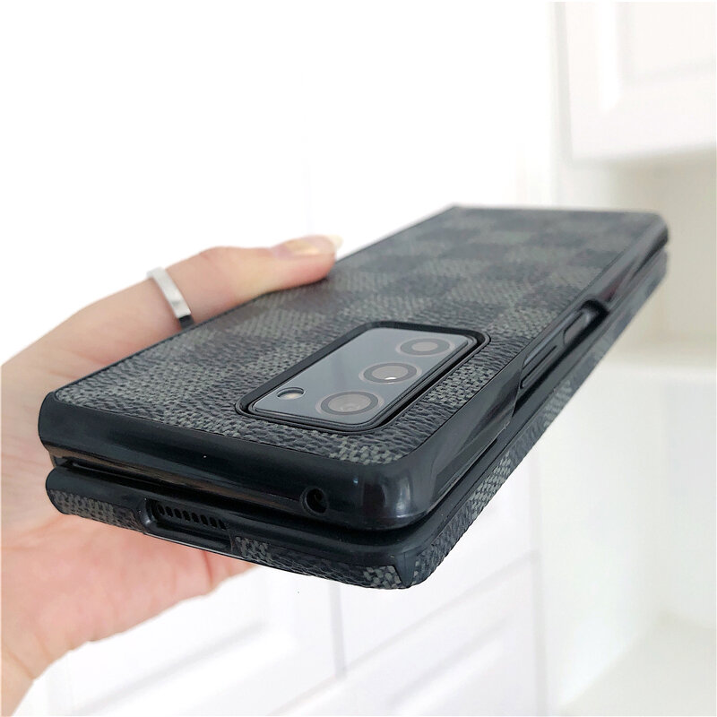 For Galaxy Z Fold 2 Case for Galaxy Z Fold2 5G front and back covered with Luxury leather Case For Galaxy Z Fold2 5G Case