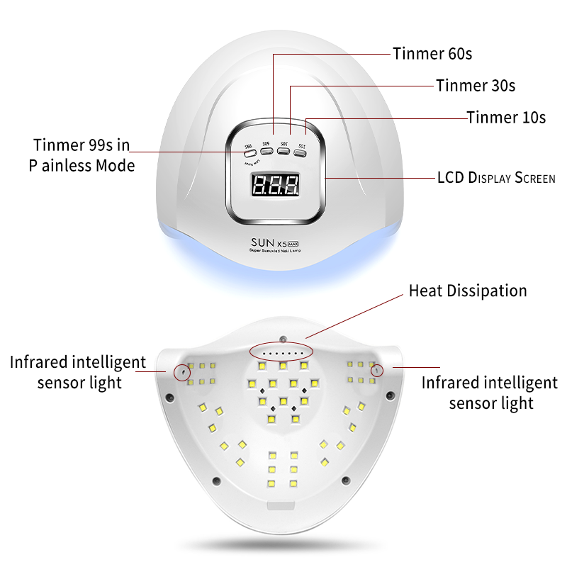 Lampu Pengering Kuku UV 90W dengan Sensor Otomatis 45 Lampu LED UV untuk Semua Gel 4 Pengatur Waktu Perawatan Kuku Pedikur Manikur Profesional