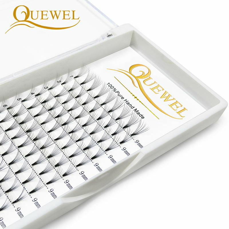 Quewel 8D Premade Volume Lash 개별 러시아 팬 속눈썹 연장 0.07mm Faux Eyelash C/D 컬 손으로 만든 새로운 두꺼운