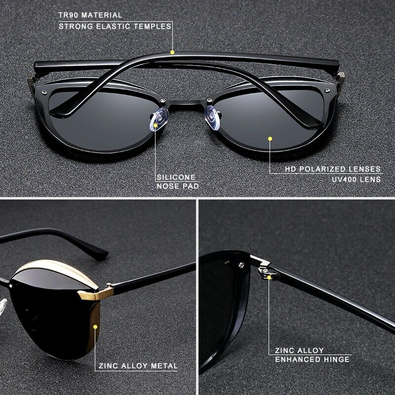 Gxp óculos de sol de gatinho polarizado feminino, fashion vintage para mulheres uv400