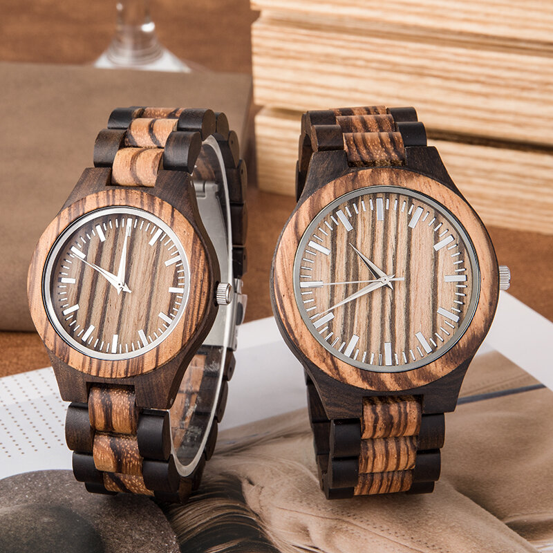 Relojes de madera hechos a mano, vestido clásico de cuarzo, regalos analógicos para amantes