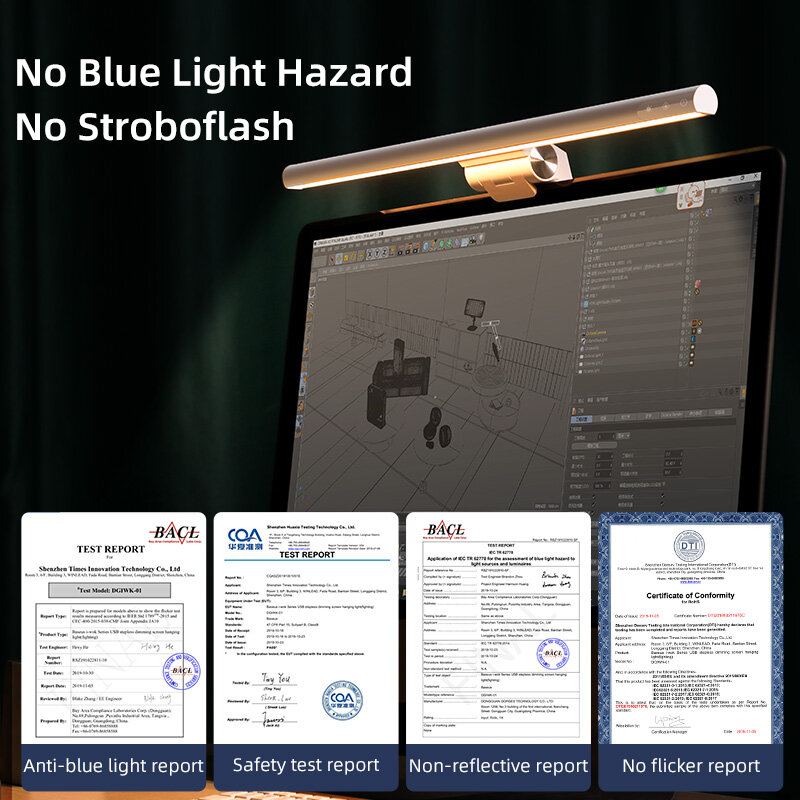 Светодиодная настольная лампа Baseus с плавным затемнением, осветительный прибор для работы с компьютером и монитором, питание от USB, для чтени...