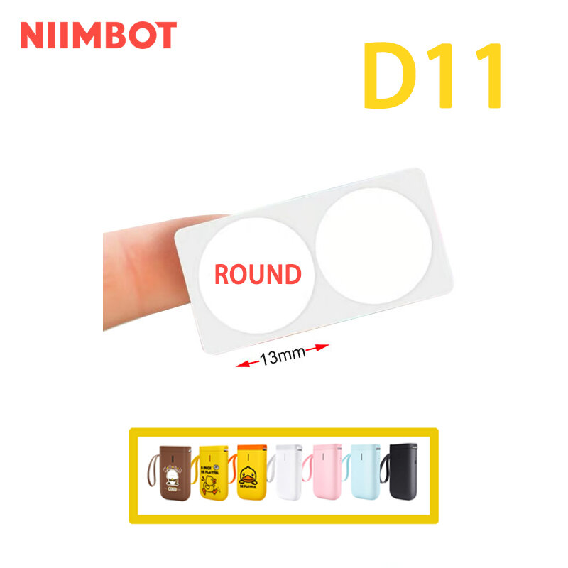 NiiMBOT-impresora de etiquetas térmicas redondas D11/D110, papel de impresión autoadhesivo, etiqueta pequeña transparente, eslogan