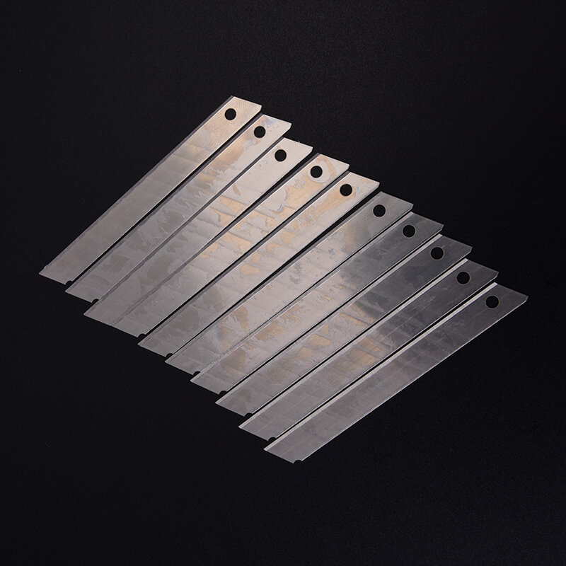 10 unids/set cuchillas de cuchillo de uso general 9mm de acero inoxidable Snap Off carta cortador abridor plástico reemplazo