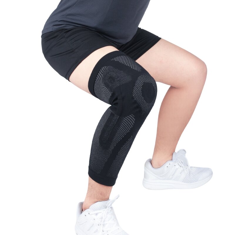Manga longa almofada de joelho anti-derrapante, respirável, esportiva, perna de apoio, protetor, basquete, fitness, acessórios de segurança, roupa esportiva