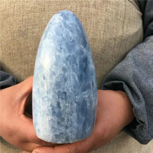 Natural Blue Calcite Quartz Crystal Mineral Specimen Healing