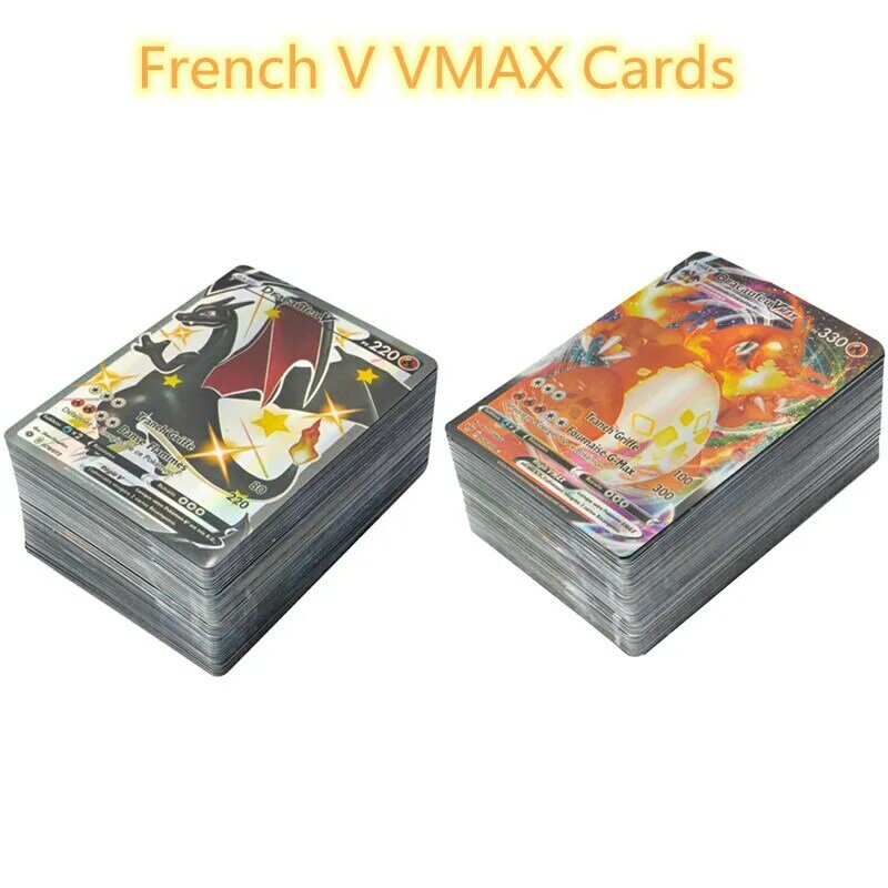Juego de cartas de Pokémon VMAX TOMY para niños, juguete de 25Vmax, 5V, versión francesa, brillante, regalo de Navidad