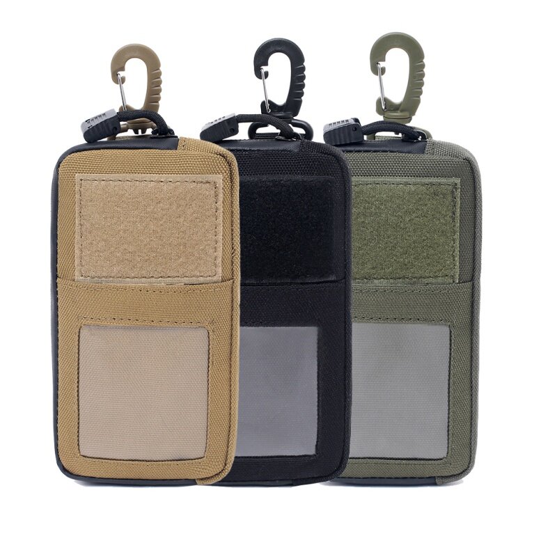 100Dナイロン屋外正方形の財布カードバッグ防水ジッパーキーホルダーポーチパック多機能狩猟財布ウエストバッグ 1 個