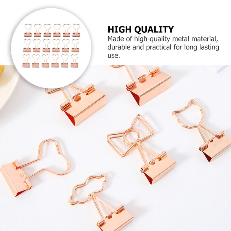 20 peças de metal binder clipes em forma de coração clipes de pasta de papel suprimentos de ligação