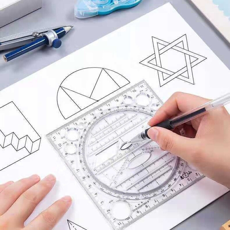 Regla de dibujo rápido, herramienta multifuncional para dibujar, crear ángulos y círculos, Regla de medición de plantilla de dibujo geométrico