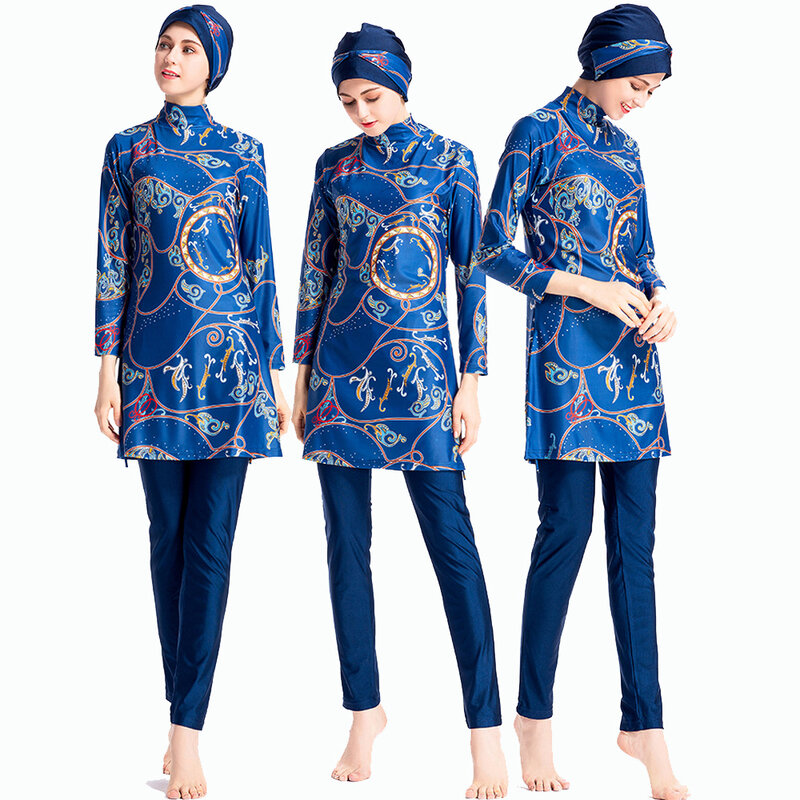 Hyrax muçulmano banho feminino islâmico tamanho grande impresso floral capa completa conservador maiô beachwear maiô de banho
