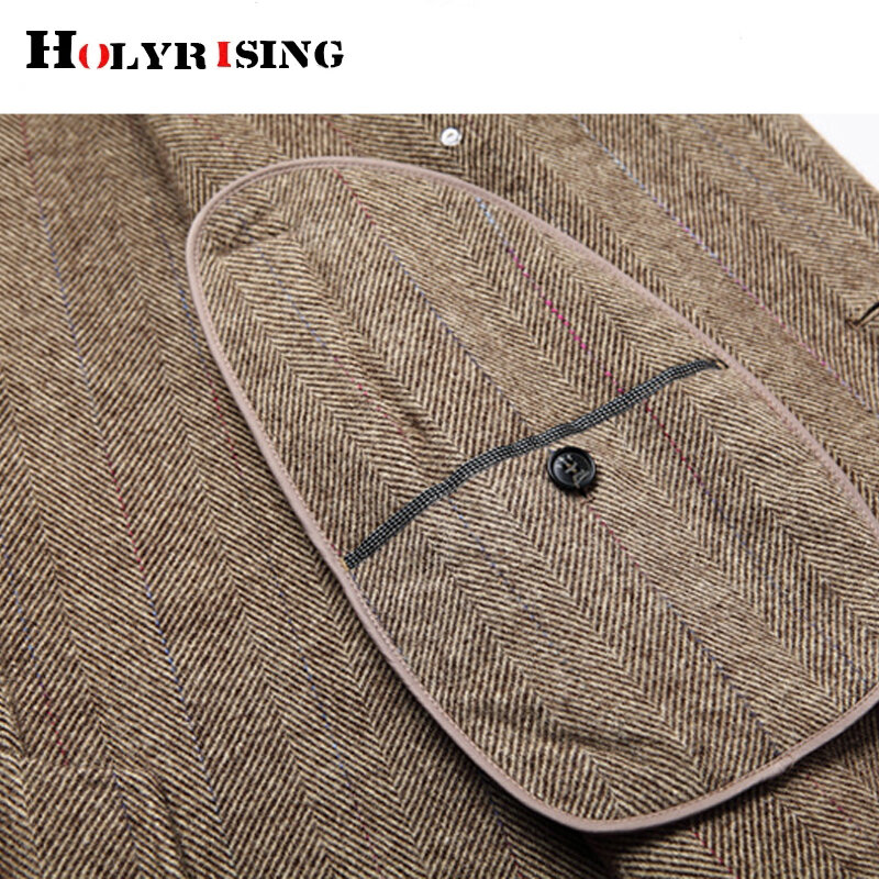 Chaqueta clásica de lana para hombre, de doble botonadura abrigo largo, talla 3xl, con bolsillos, color café, 80%