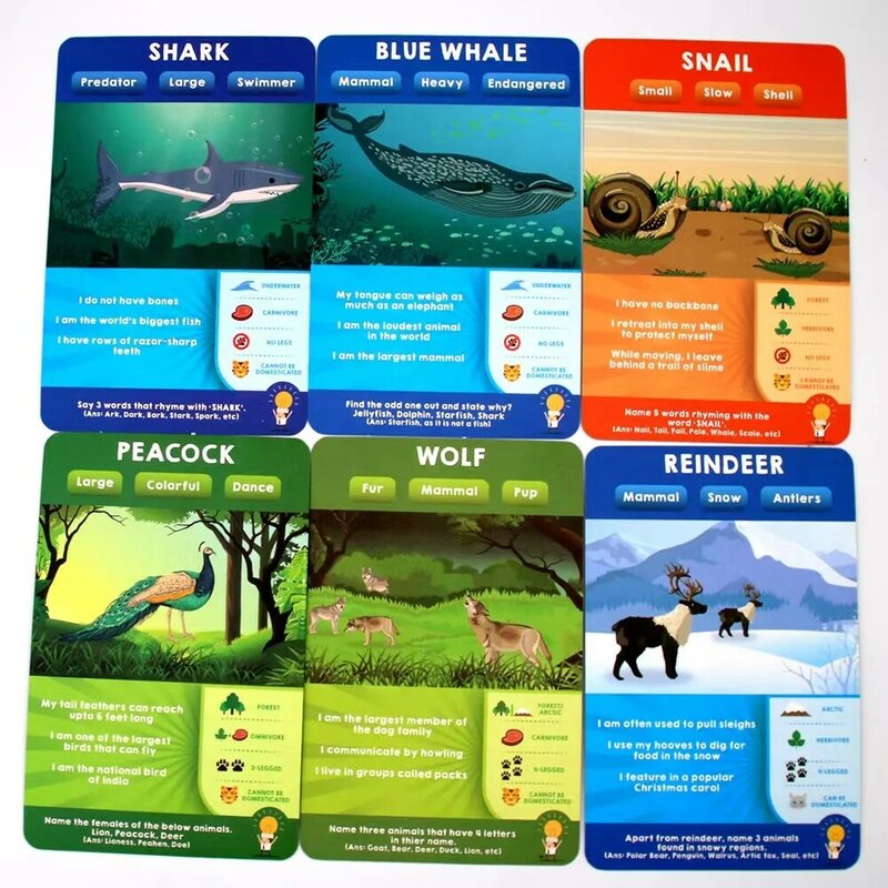 추측 10 보드 게임 카드 게임 기술 교육 게임 동물 행성-10 세 추측 모든 영어 서명 게임 카드