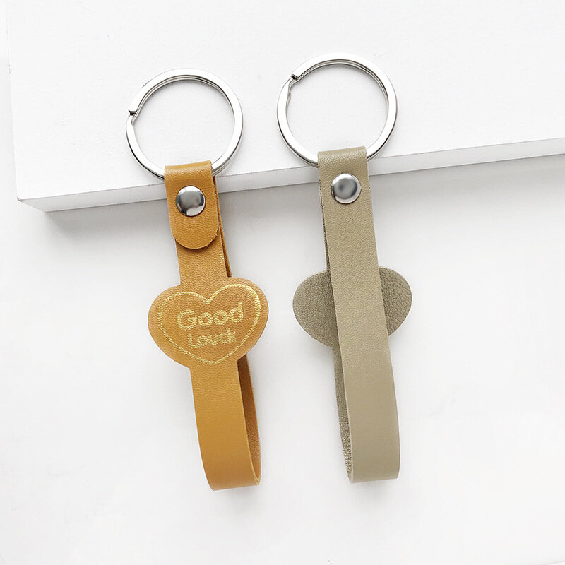 INS – porte-clés coréen personnalisé pour hommes, joli pendentif de dessin animé, joli sac en cuir avec cordon et lettres, ornement